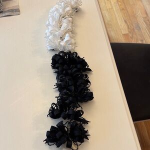 Black & White Floral Hair Bow Garlands for Kids
